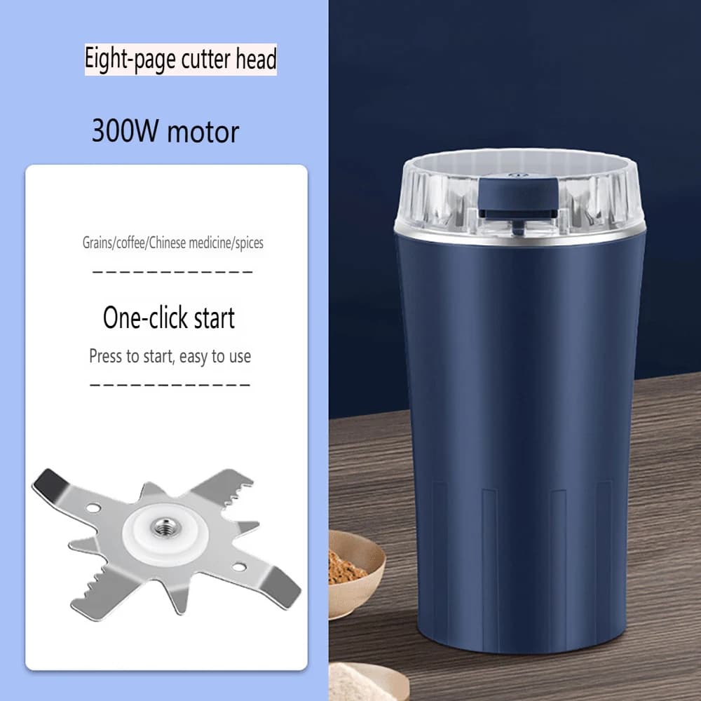 مطحنة حبوب كهربائية 110V/220V، 8 شفرات، مطحنة حبوب قهوة 300 واط، مطحنة فولاذية مقاومة للصدأ للمكسرات والحبوب والأعشاب - 6