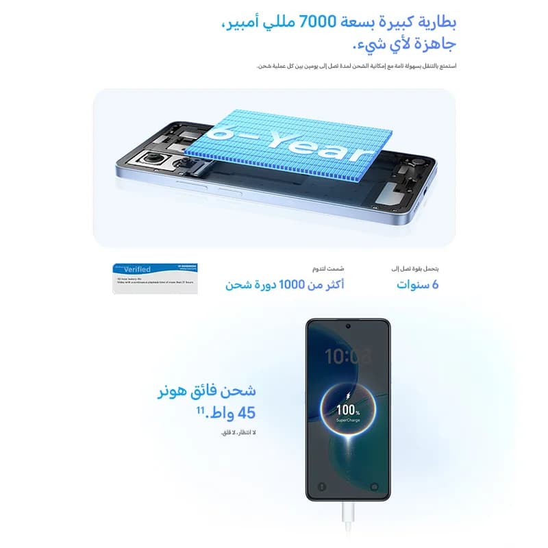 إصدار عالمي جديد HONOR X8d 4G سعة 8 جيجابايت + 256 جيجابايت بشاشة AMOLED مقاس 6.77 بوصة وكاميرا رئيسية بدقة 108 ميجابكسل وبطارية سعة 7000 مللي أمبير وشحن فائق السرعة 45 واط وبطاقة SIM مزدوجة ونظام أندرويد 16 - 3