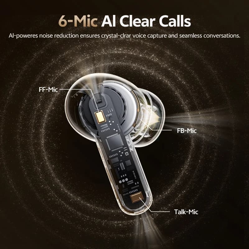 سماعة أذن بلوتوث لاسلكية QCY Melobuds N20 BH25HT20A إصدار 6.0 - عزل ضوضاء متكيف -50dB، مشغلات 13 ملم، 6 ميكروفونات، مكالمات عالية الدقة، عمر بطارية 40 ساعة - 4