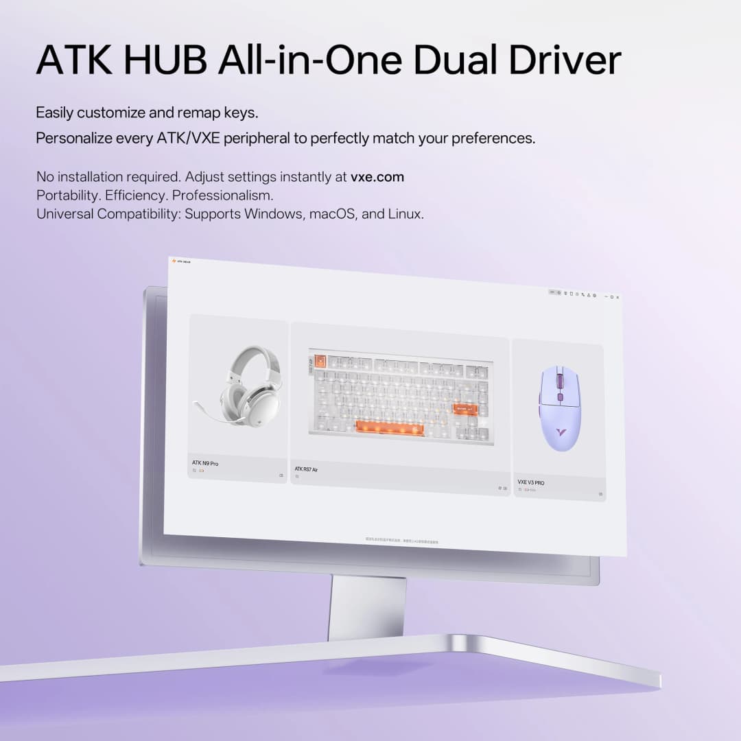ماوس ألعاب بلوتوث ATK VXE Dragonfly V3 PRO PAW3395SE 2.4G لاسلكي لإي سبورتس قابل لإعادة الشحن خفيف الوزن مريح - 6