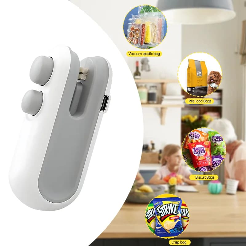 ختم محمول آلة ختم أكياس حرارية صغيرة ختم حراري للوجبات الخفيفة ختم حراري قابل لإعادة الشحن أداة مطبخ متعددة الوظائف 2 في 1 - 4