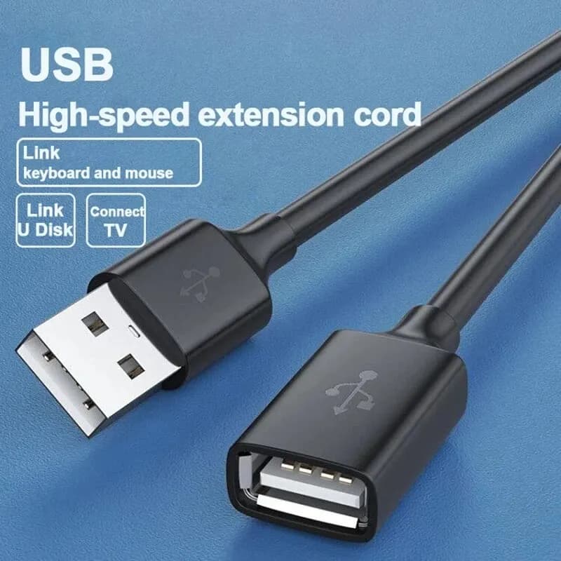 كابل تمديد USB من ذكر إلى أنثى مناسب للكمبيوتر الشخصي والتلفزيون والهاتف المحمول والقرص الصلب