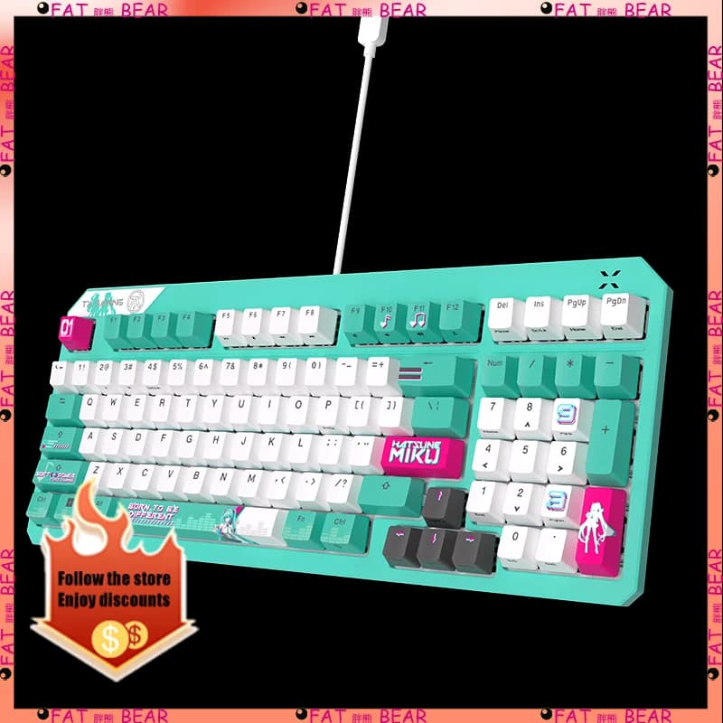 لوحة مفاتيح ميكانيكية لألعاب الفيديو ASUS Tianxuan Mini Hatsune Miku TX98miku كابل مشترك لوحة مفاتيح ألعاب كمبيوتر قابلة للتخصيص - 6