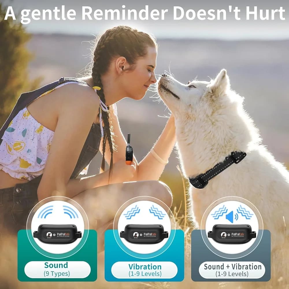 طوق تدريب للكلاب بدون صدمات، طوق اهتزاز مقاوم للماء حتى 1000 متر، طوق إلكتروني قابل لإعادة الشحن لجميع أحجام الكلاب - 5