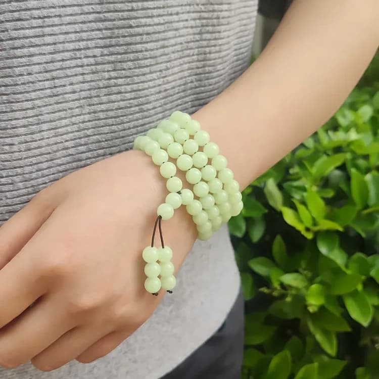 New High-Light Glow Stone Bracelet 108 Beads Four Circles Buddha Beads Bracelet Luminous Stone Bracelet for Boyfriend Best Frien - 2
