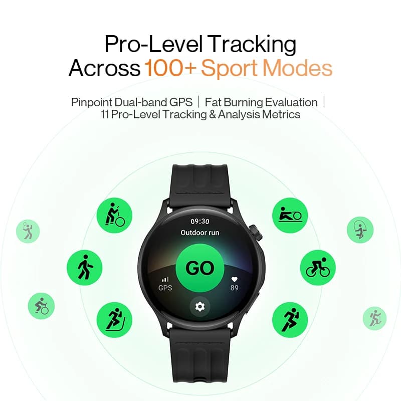 العرض الأول عالمياً لساعة ون بلس ووتش لايت الذكية الإصدار العالمي بطارية تدوم حتى 10 أيام نظام تحديد المواقع المزدوج شاشة AMOLED مقاس 1.46 بوصة - 4