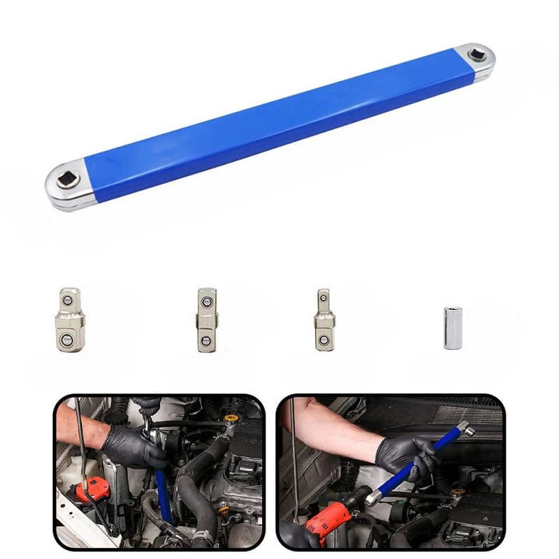 مفتاح تمديد مدمج أوفست 4 مع محول ثنائي الغرض ومقبس سقاطة لأدوات اليد والسيارات - 2