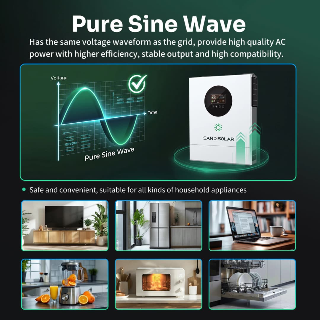 SANDISOLAR 6.2KW 11KW Parallel Hybrid Solar Inverter Pure Sine Wave Photovoltaic Inverter 48V 230VAC MPPT WiFi - 5