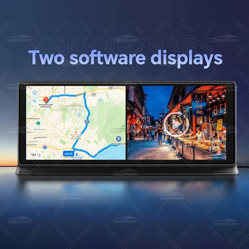 كاميرا لوحة قيادة K60 Pro بنظام أندرويد 14، كاربلاي لاسلكي، أندرويد أوتو، عدسة مزدوجة 1080P، مسجل فيديو، GPS، واي فاي، وكاميرا خلفية - 3