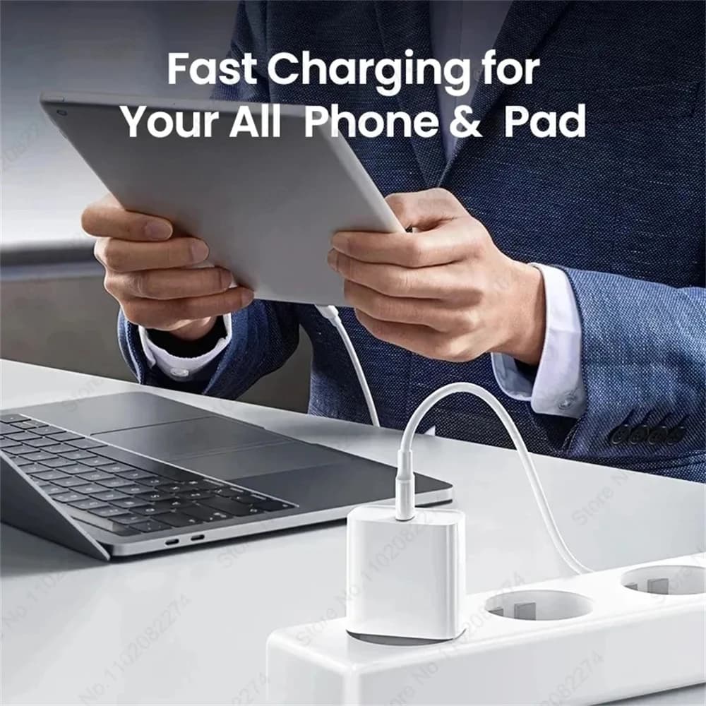 شاحن سريع USB نوع C لهواتف Apple، iPhone 16، 15، 14، 13، 12، 11 Pro Max، XR، XS Plus، كابل شحن PD 40W - 4