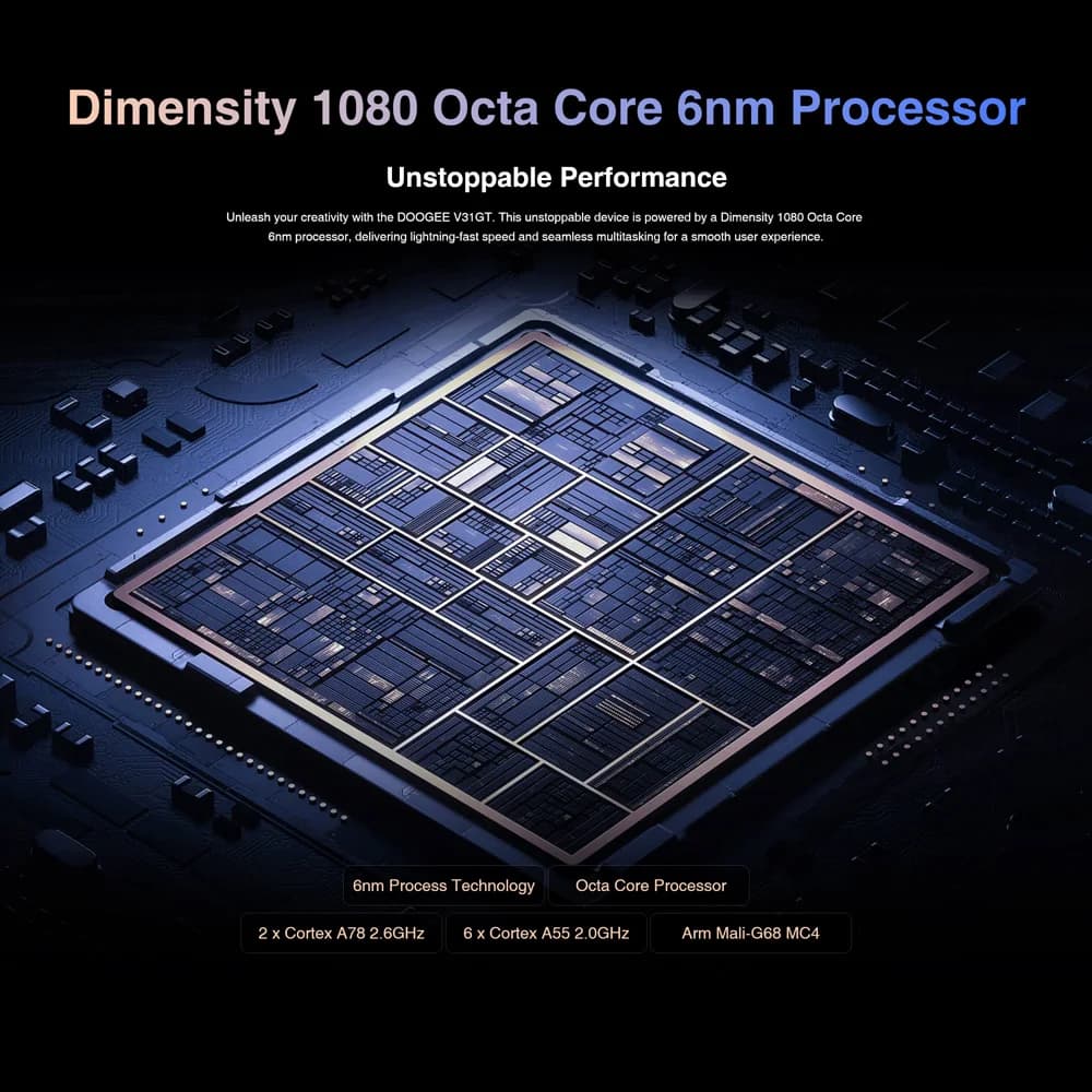 هاتف DOOGEE V31GT المتين 6.58 بوصة FHD شاشة 120 هرتز 5G تصوير حراري Dimensity 1080 12 جيجا رام + 256 جيجا روم 10800 مللي أمبير - 5