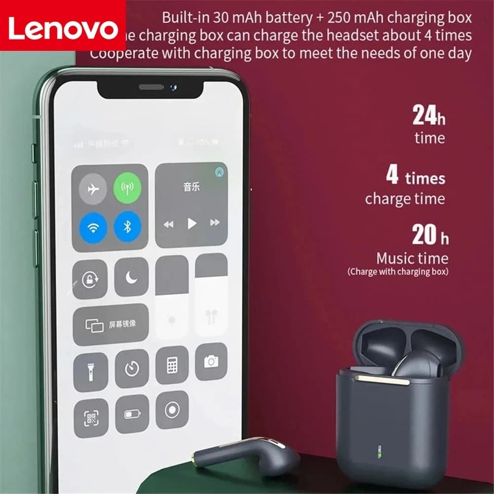 سماعات أذن لاسلكية أصلية Lenovo J18 بلوتوث سماعات رياضية ستيريو مقاومة للماء مع ميكروفون - 3