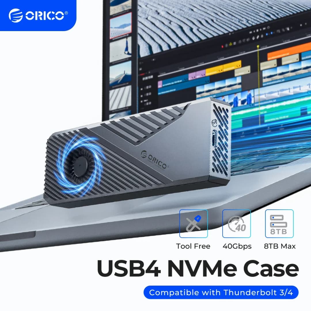 ORICO USB4 40Gbps Enclosure for NVMe SSD, 8TB Max PCIe 4.0 Aluminum Housing, Compatible with Mac & Windows Thunderbolt 4 3