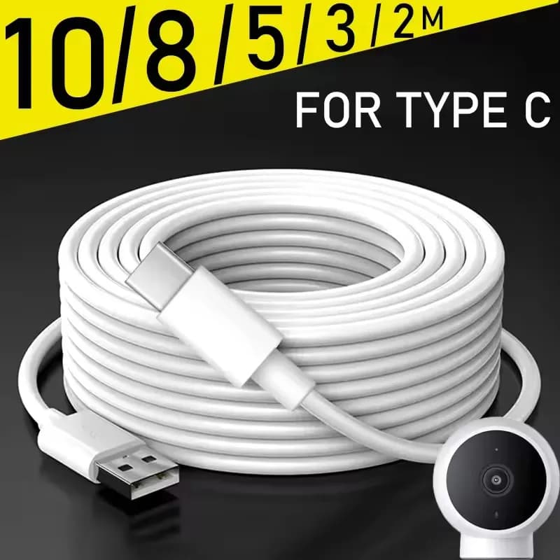 1/3/5/8/10M Micro USB C Cable Long Power Extension Cord for Xiaomi Mi Camera Laptop Security Cameras Type C to C Charging Wire