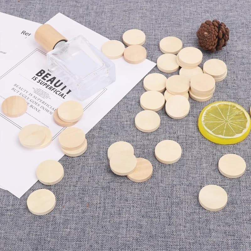 15-35 مللي متر عملات خشبية مستديرة ناعمة غير مكتملة ، رموز مستديرة خشبية فارغة طبيعية لمستلزمات الفن اليدوي ، اللوحة - 2