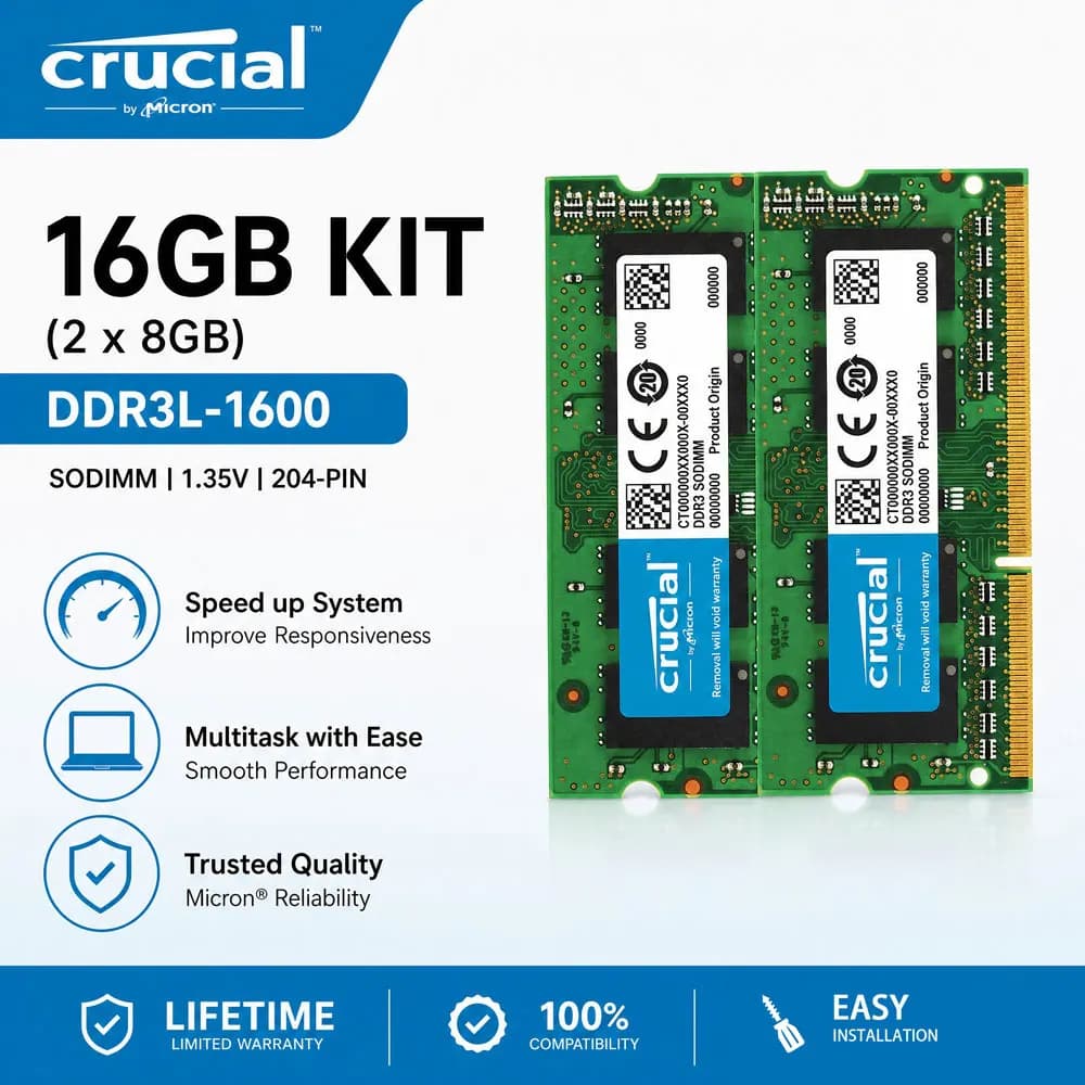 Crucial Memory 2PCS DDR3 DDR3 DDR3L Laptop RAM 2GB 4GB 8GB 1600 1066 1333 1866MHz SODIMM 1.35V/1.5V PC3-8500 12800 10600 NB RAMs