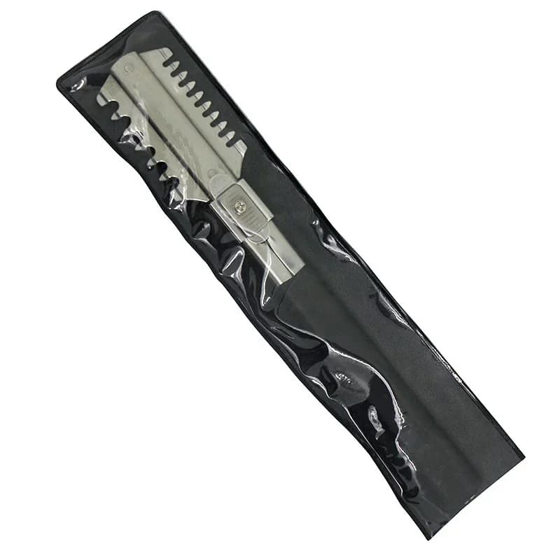 شفرة حلاقة شعر احترافية بمقبض مطاطي وحافة قابلة للإزالة من الفولاذ المقاوم للصدأ T-090 - 4