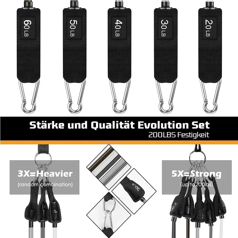 مجموعة أربطة المقاومة حبل سحب التوتر للرجال والنساء، أربطة تمرين للياقة البدنية والمنزل وصالة الألعاب الرياضية ومعدات تدريب القوة - 2