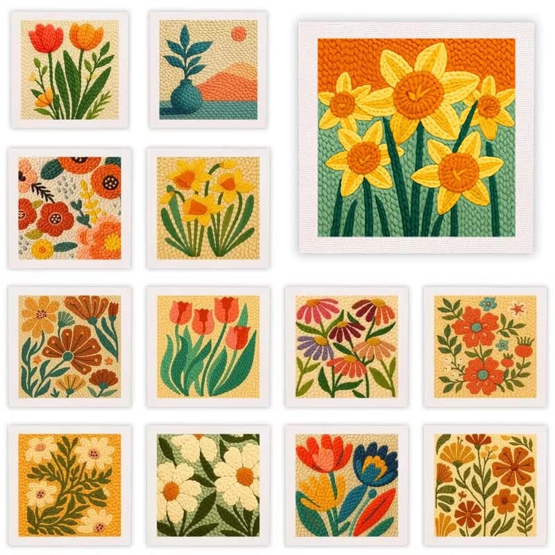 مجموعة بدء التطريز بالإبرة 25x25 سم مع نمط قطة للمبتدئين والبالغين كهدية ديكور يدوي