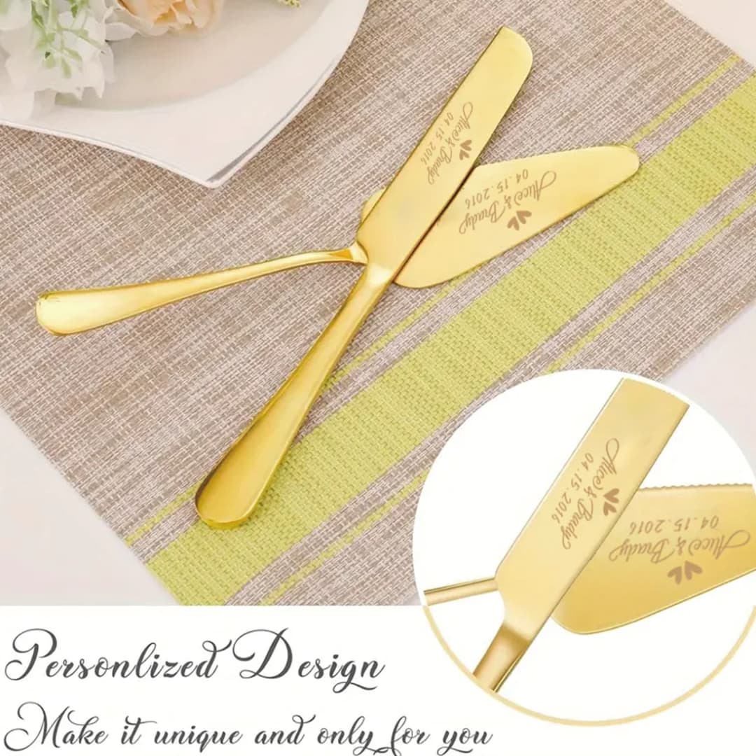 2pc custom engraved stainless steel cake knife set gift box, suitable for weddings, birthdays, all kinds of parties - 5