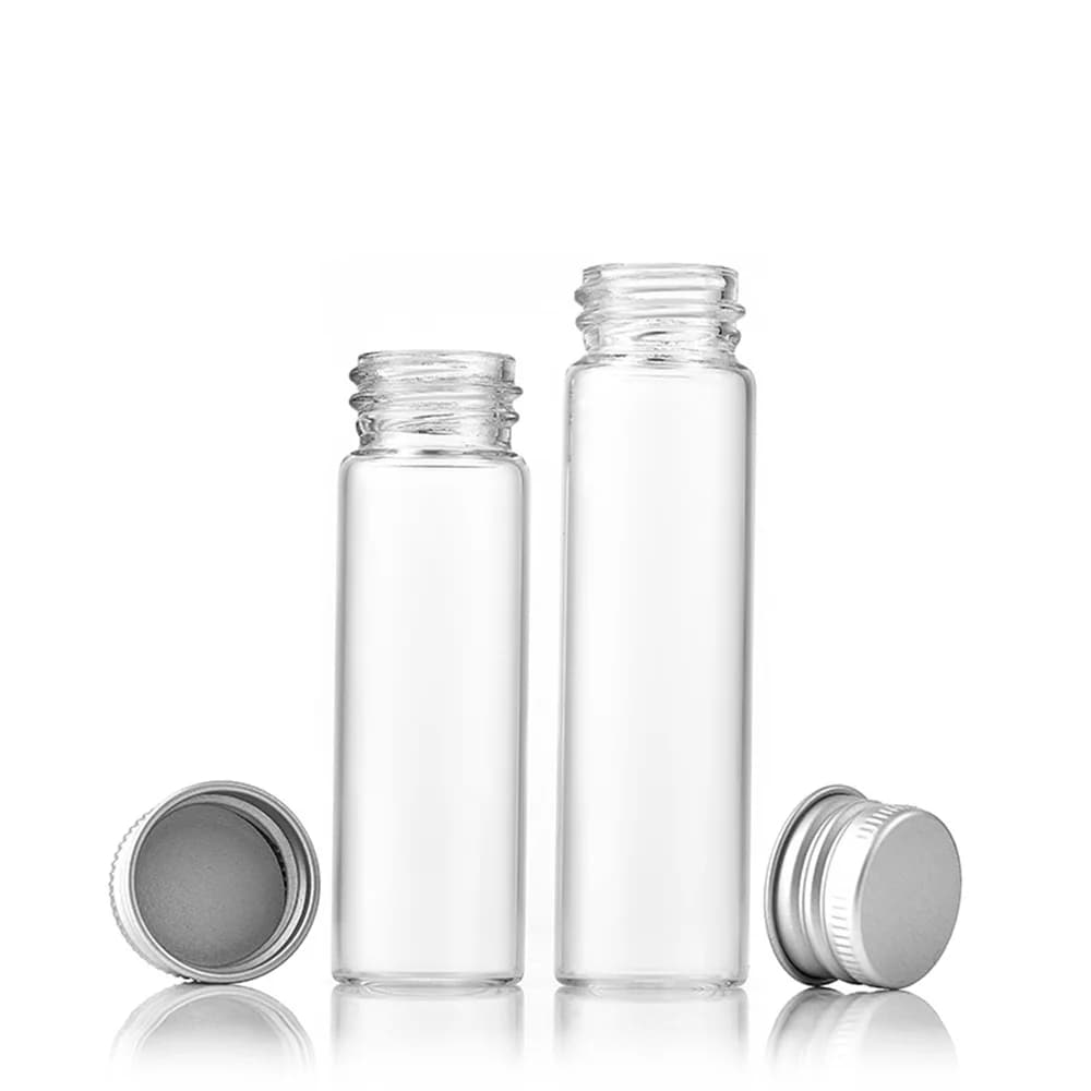 15/25/60/80/100ml Mini Glass Bottles Screw Top Aluminum Lids Sealed Packaging Bottle Sample Capsule Tube Jars Transparent Bottle - 6