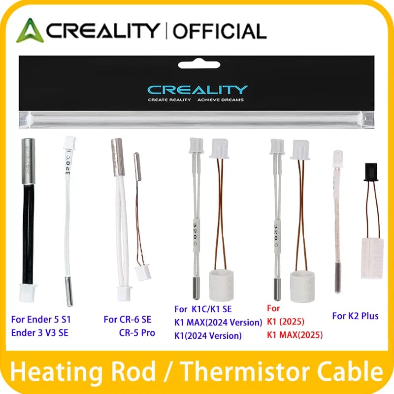Creality Official K1/K1C/K2Plus Hotend Ceramic Heating Tube, Ender3 V3 SE/Ender5 S1/CR6 SE Thermistor Heating Tube