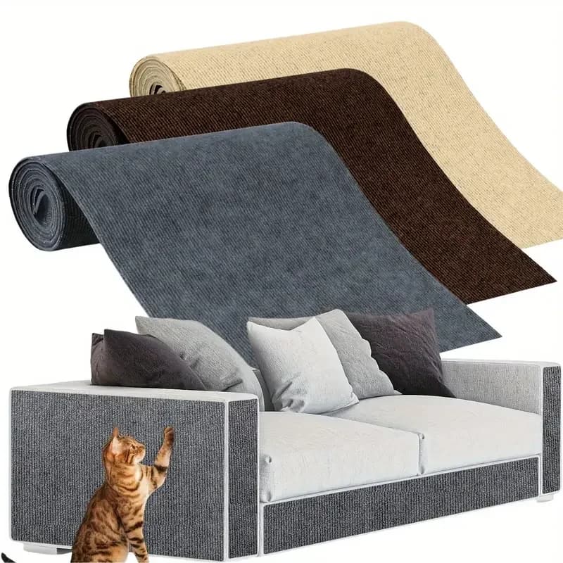 DIYSelf-Adhesive Cat Scratching Mat Trimmable Cat Carpet Cat Scratching Carpet Corner Wall Cat  Scratch Sofa Furniture Protector