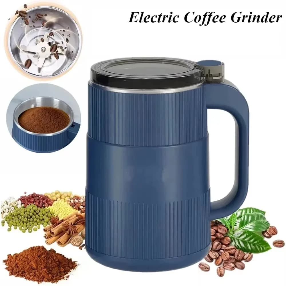 Small Electric Coffee Grinder Multifunctional Beans Spices Grains Grinder Fast Grinding Stainless Steel Machine for Kitchen