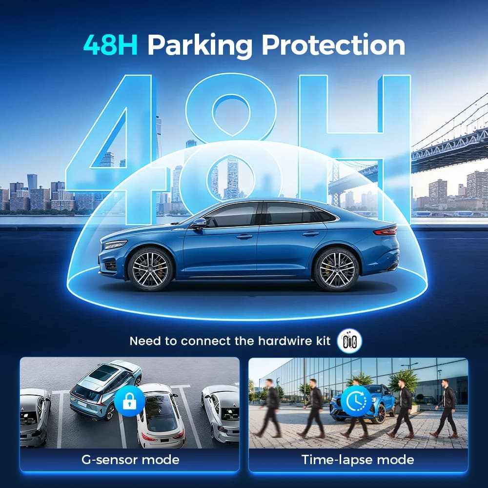 كاميرا سيارة DDPAI N5 مزدوجة بدقة 4K HDR مع رؤية ليلية بالذكاء الاصطناعي، واي فاي 6، GPS، ADAS، تحكم صوتي، وضع ركن 24 ساعة، ذاكرة 32 جيجا eMMC - 5