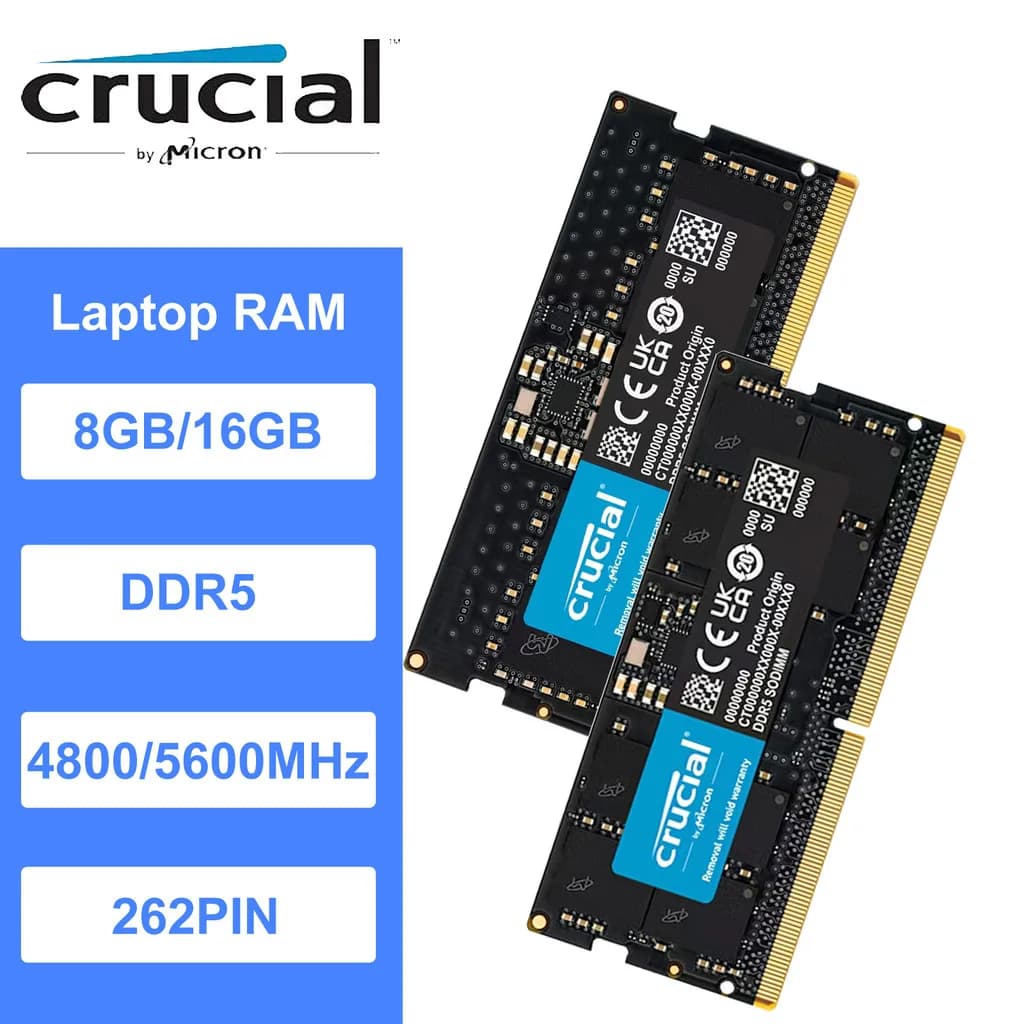 Crucial DDR5 RAM PC5 8GB 16GB 32GB 4800mhz 5600mhz laptop memory ram ddr5 module ECC error correction  262 Pin SO-DIMM