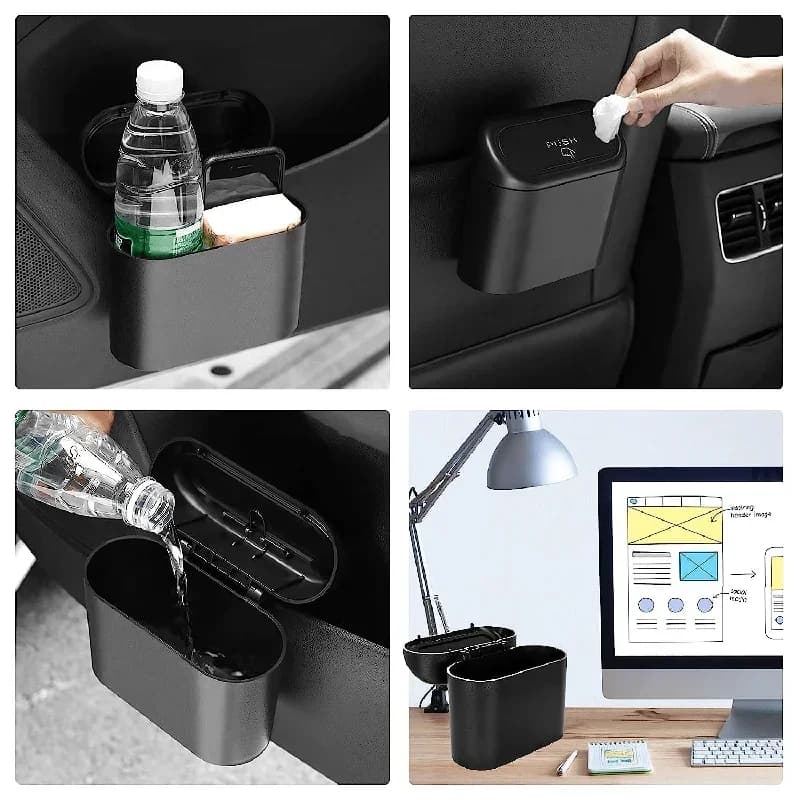 Car Trash Can (with Lid) Contains 60 (300) Garbage Bags, Small Car Trash Can, Leak-proof Mini Car Accessories - 2