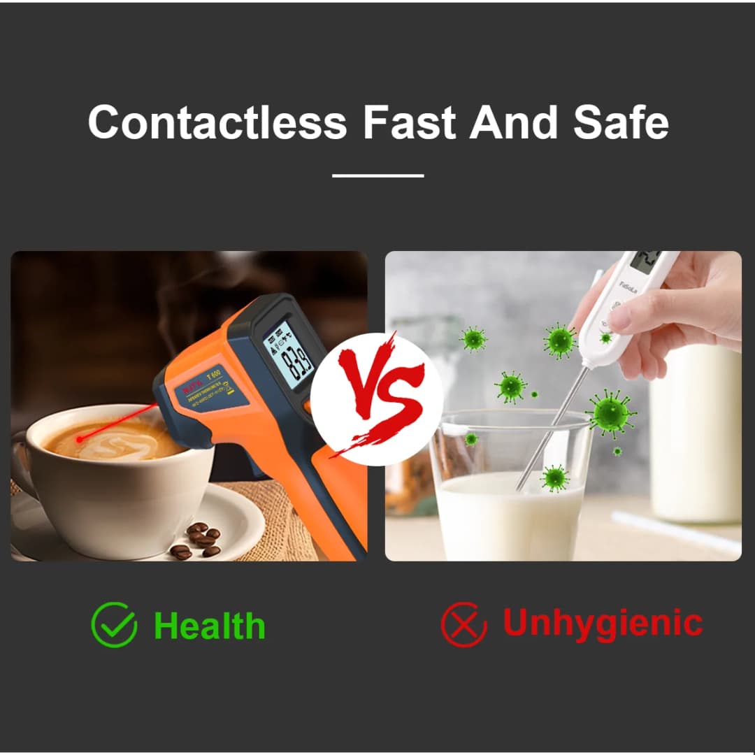 مسدس ميزان حرارة رقمي NJTY T600/T600A بالأشعة تحت الحمراء، نطاق قياس من -58°F إلى 1112°F (-50°C إلى 600°C) مع ليزر صناعي احترافي - 2