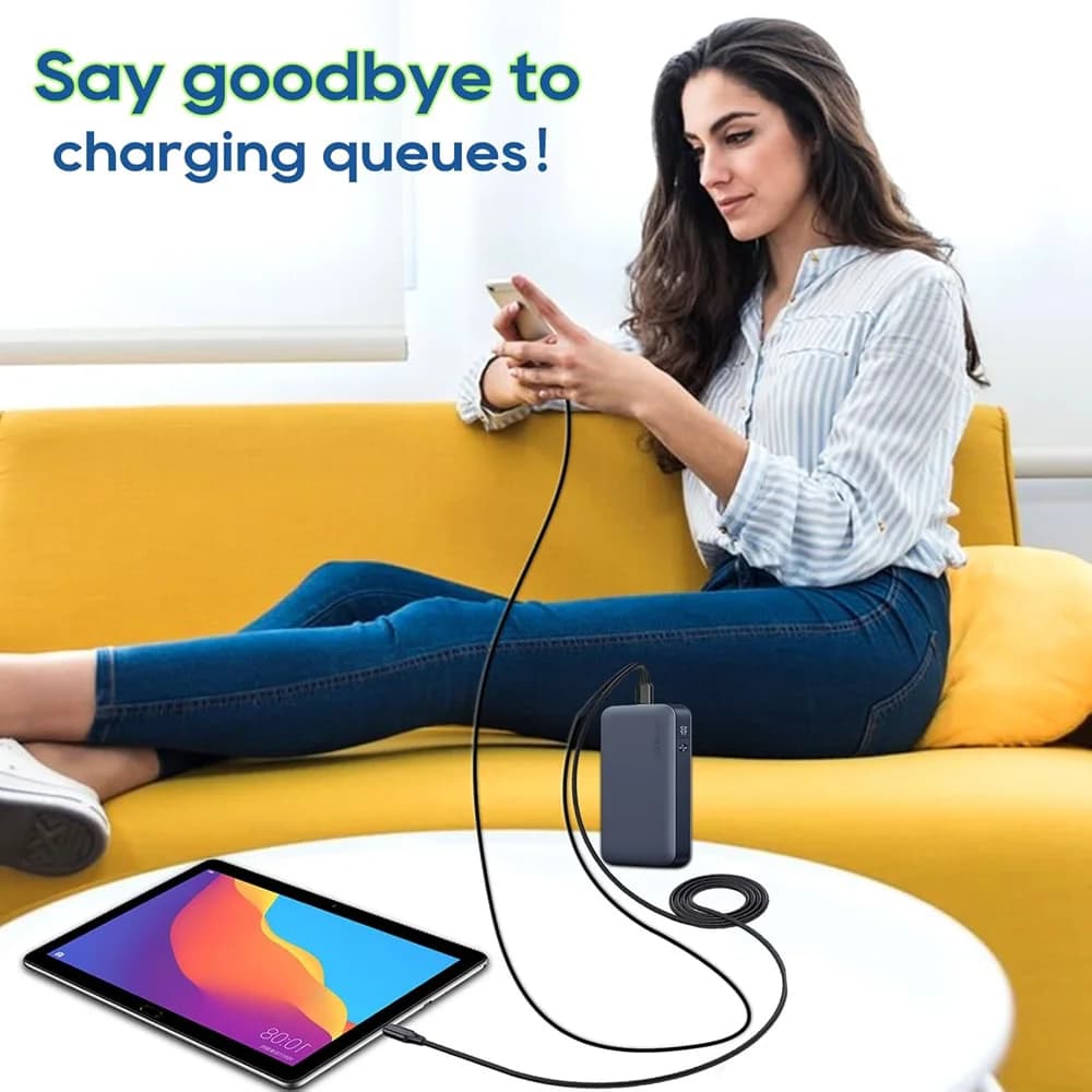 كابل USB C مزدوج، كابل شحن USB C إلى النوع C، كابل شحن USB متعدد 2 في 1 سلك USB C، كابل شاحن USB-C - 3