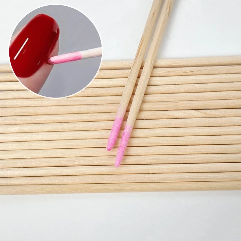 400pcs Pink Double Head Nail Art Cuticle Pusher Remover 7CM Orange Wood Sticks Cotton Swab Clean Tool for Nail Rhinestone Makeup - 3
