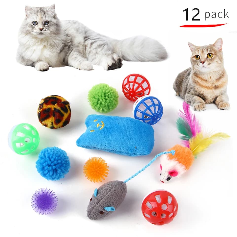DualPet Kitten Toys Variety Cat Toy Combination Set Cat Toy Funny Cat Stick Sisal Mouse Bell Ball Cat Supplies 20 Piece Set - 2
