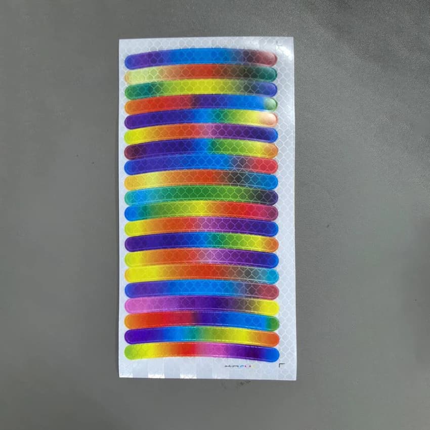 ملصقات تحذير سلامة عاكسة بسبعة ألوان ليزرية لمحاور عجلات الدراجات النارية والسيارات، 20 قطعة ملحقات تزيين السيارة - 5