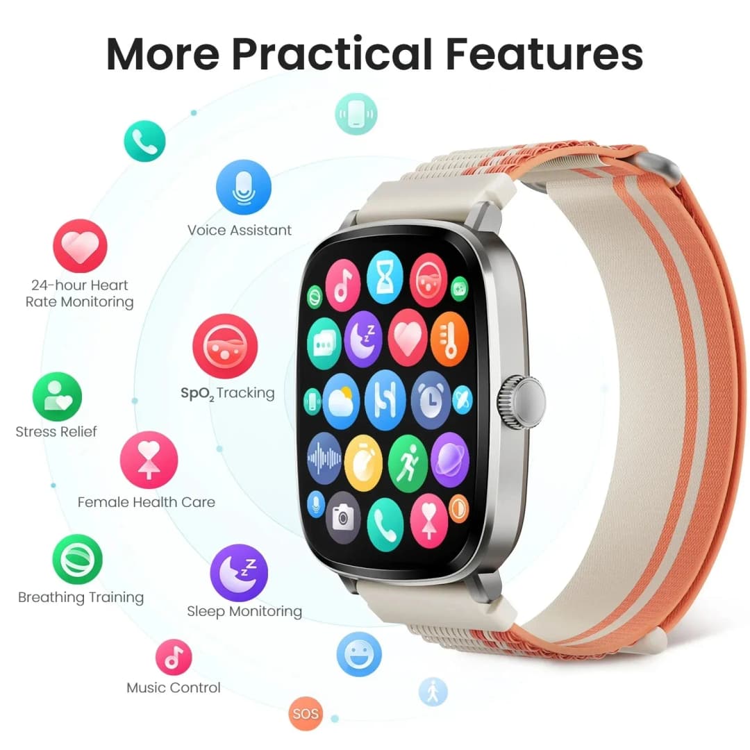 HAYLOU-RS5 Smartwatch with AMOLED HD Display Bluetooth Calling Sport Health Monitoring Smart Watch with Double Straps 2.01 in - 3