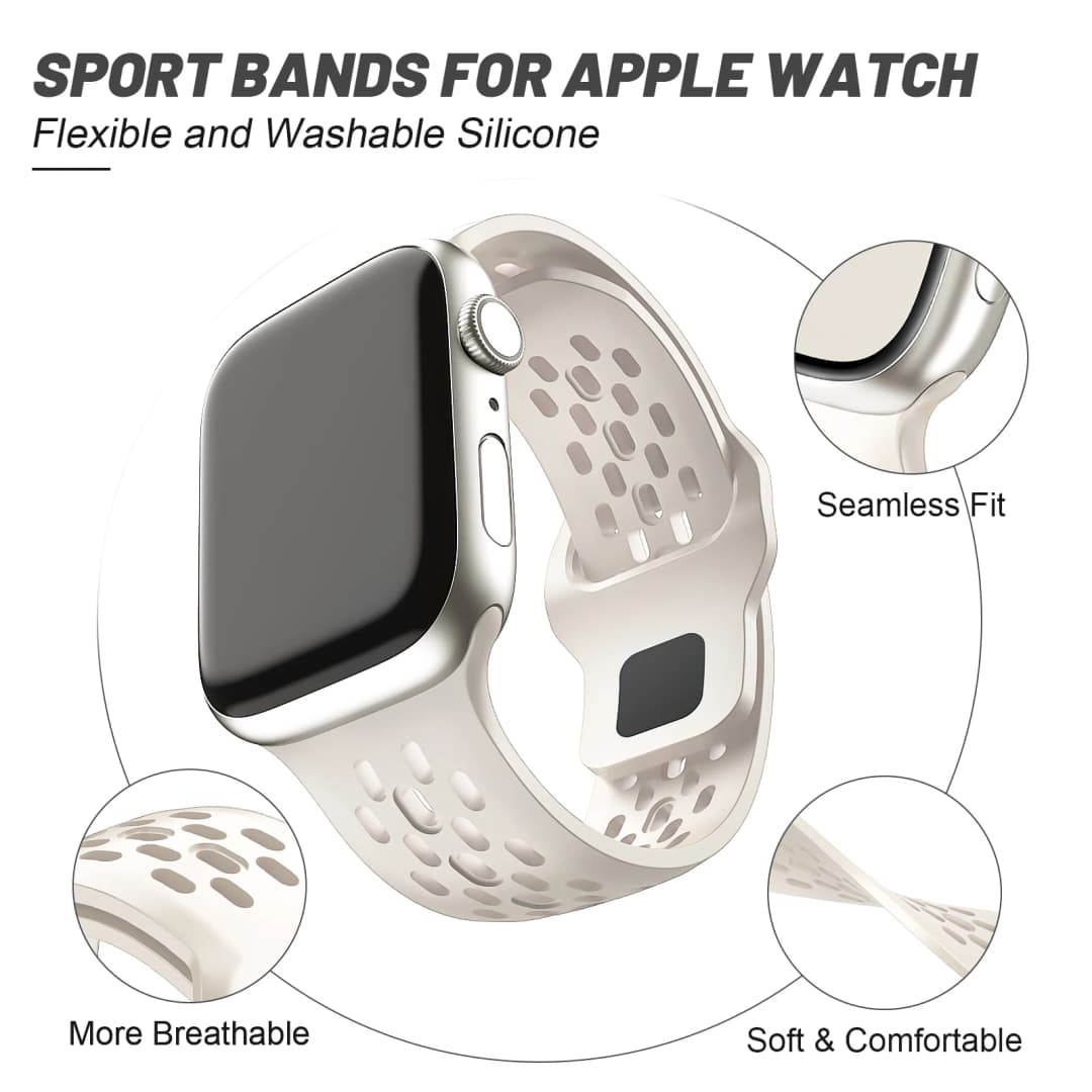 حزام سيليكون لأساور ساعة أبل 46مم 45مم 44مم 42مم 41مم 40مم 38مم سوار رياضي سلسلة iWatch 11 10 9 8 7 6 SE 5 4 - 2