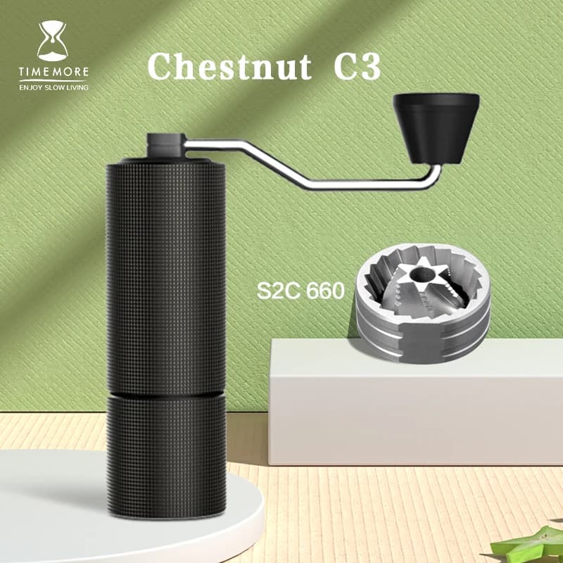 مطحنة قهوة يدوية TIMEMORE Chestnut C2 C3 بشفرة S2C داخلية مطحنة يدوية محمولة عالية الجودة مع تحديد مزدوج للمحملات