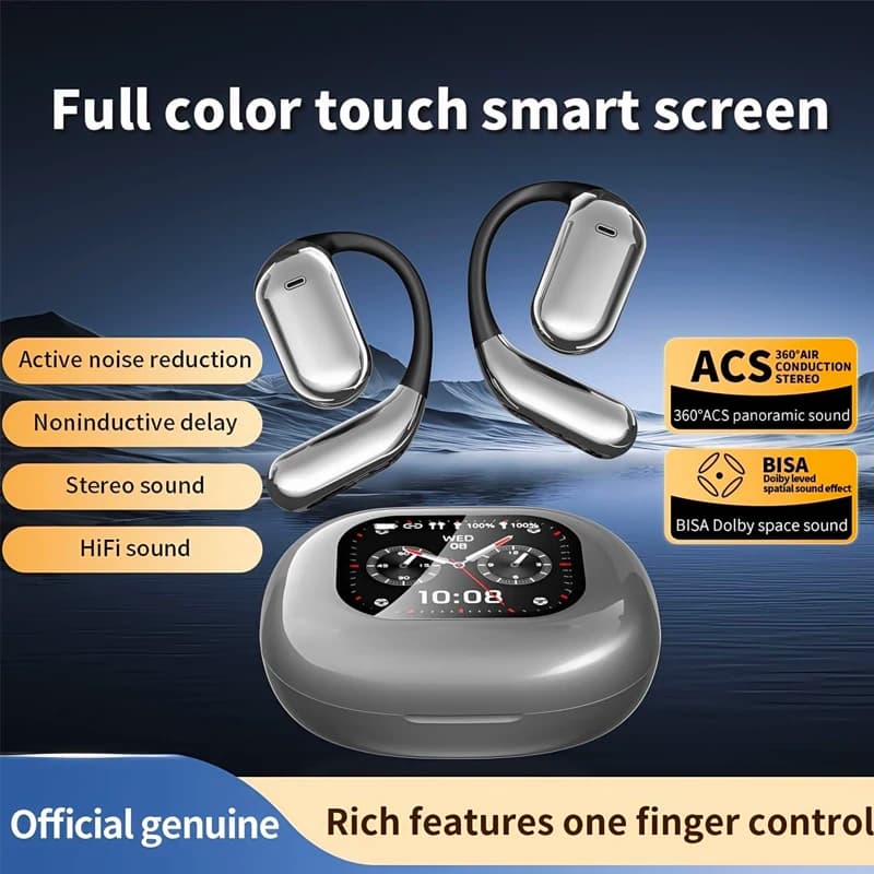 سماعات أذن UYUXIO OWS للترجمة في الوقت الفعلي مع 144 لغة سماعات أذن بترجمة ذكاء اصطناعي مع شاشة LCD تعمل باللمس سماعات رأس - 6