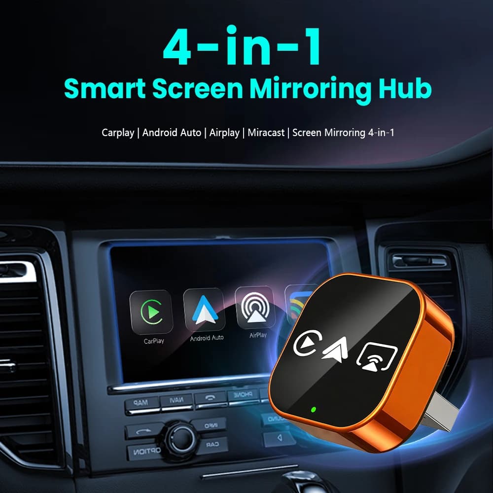 محول Carplay 2026 4 في 1 ترقية جديدة لاسلكي أندرويد أوتو رابط مرآة صندوق ذكي صغير AI USB توصيل وتشغيل اتصال تلقائي واي فاي - 2