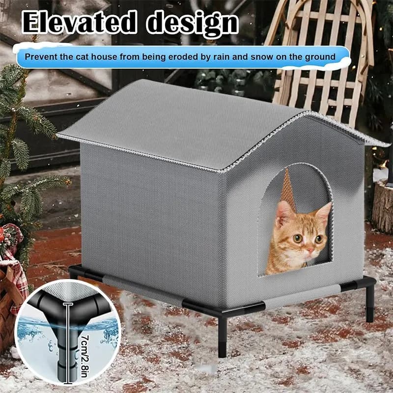 Stray Cat Houses with Mat Waterproof Winter Warm Shelter Foldable Pet Cave Nest Sleeping Beds for Outdoor Cats Small Dog Puppies - 3