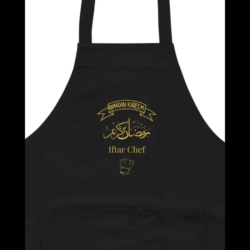 Black Ramadan Iftar Chef Islamic Apron Long Straps and Adjustable Neck Straps Eid Ramadan Gift Home Kitchen Decoration Islamic - 3