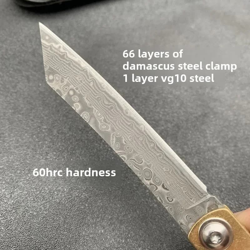 سكين جيب قابل للطي Higonokami، فولاذ دمشق VG10، أدوات شواء متينة، مناسبة لتقطيع الساشيمي - 5