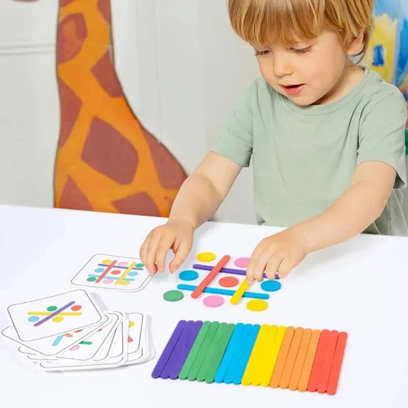 أطفال قوس قزح عصا التفكير لغز خشبي DIY الآيس كريم عصا لغز التحدي ألعاب الطاولة ألعاب أطفال تعليمية مونتيسوري - 2