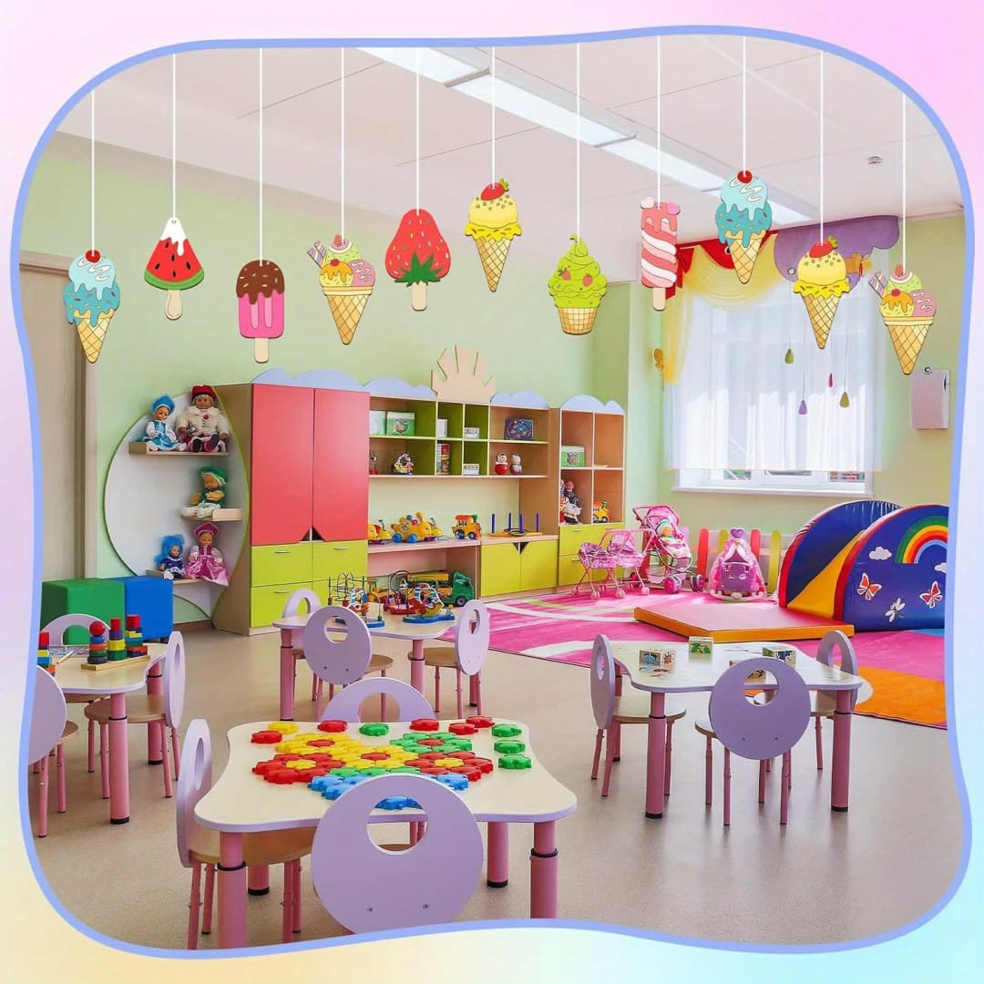 8/16/24Pcs/Pack Wooden Ice Cream Ornaments Multi Ice Cream Crafts for Kids Summer Party Decorations DIY Painting Gifts Supplies - 5