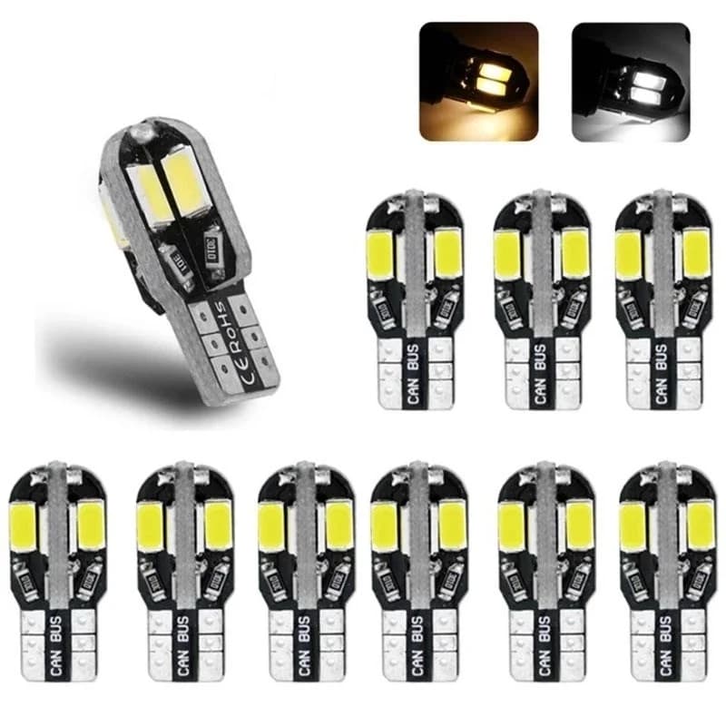مصابيح LED W5W T10 Canbus 5730 8SMD 12V 6000K 194 168، إضاءة داخلية للسيارة، مصابيح خريطة، إضاءة موقف السيارة، مصباح إشارة تلقائي