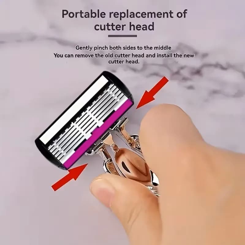 شفرة حلاقة آمنة عالية الجودة للرجال، 6 طبقات من الفولاذ المقاوم للصدأ الألماني، خراطيش حلاقة متوافقة مع ماكينة الحلاقة Mach - 4