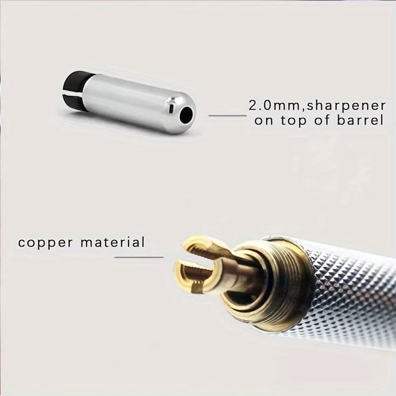 قلم رصاص ميكانيكي معدني، مقاسات 0.3/0.5/0.7/0.9/1.3/2.0 مم، مجموعة رصاص HB، لوازم مدرسية ومكتبية وفنية - 5