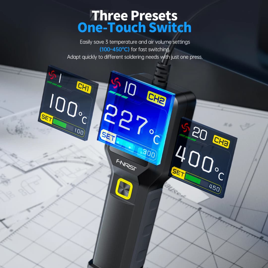FNIRSI SAG-55 مايكرو مسدس هواء ساخن 550 واط مع حامل بغا إعادة العمل LCD مجفف الشعر الرقمي لحام الحرارة بندقية لأدوات إصلاح اللحام - 5